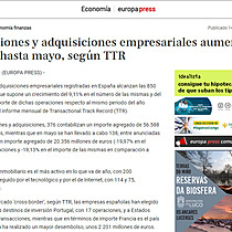 Las fusiones y adquisiciones empresariales aumentan un 9% hasta mayo, segn TTR